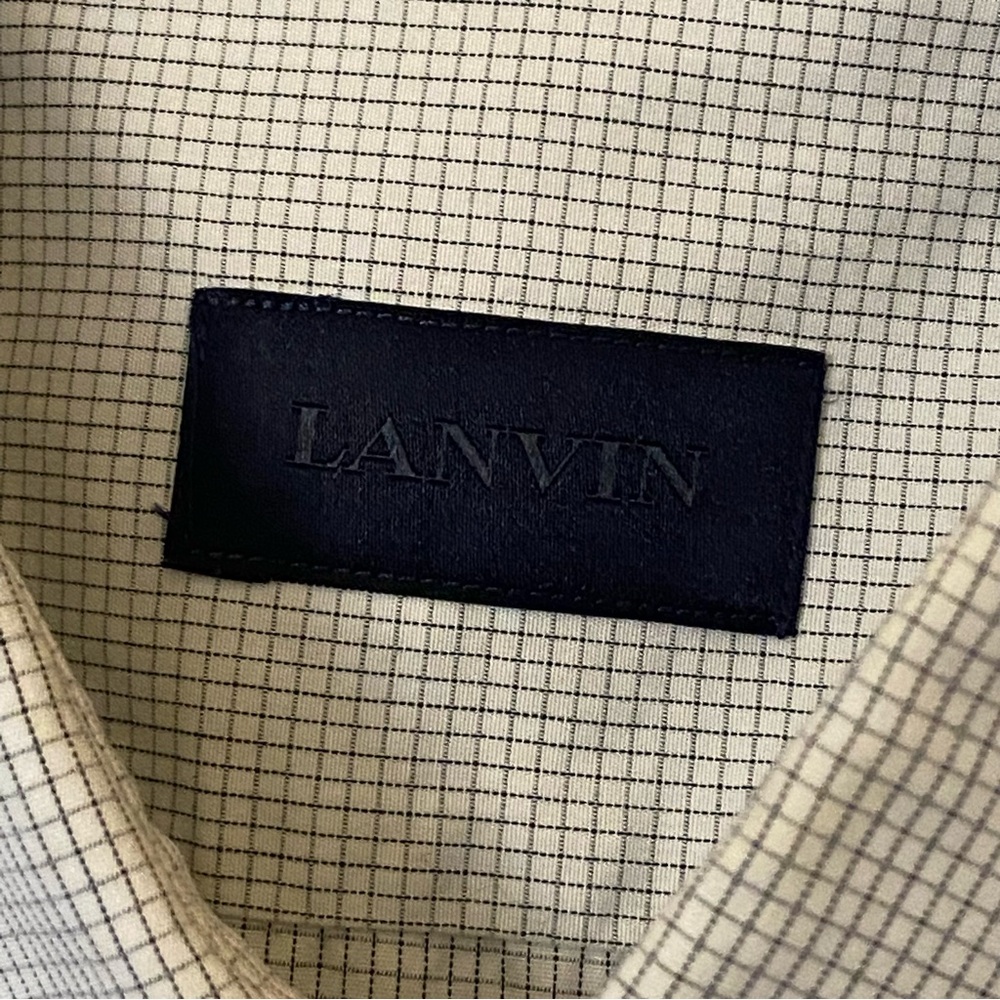 LANVIN cross checkered collared long sleeve dress shirt neck: 15.5 sleeve: 39 - Picture 3 of 13